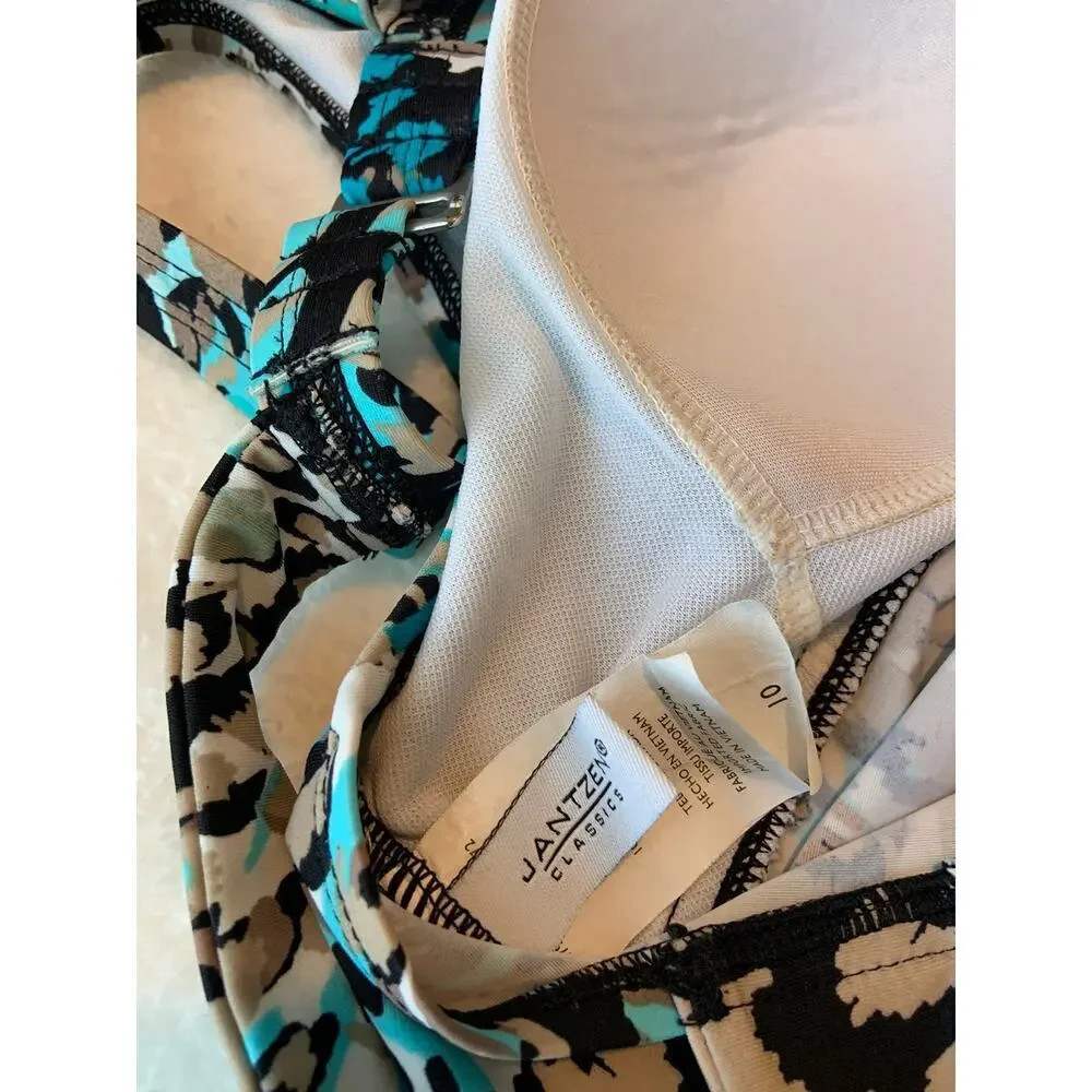 Jantzen Classics Women's swim top size 10 leopard‎ print soft cup
